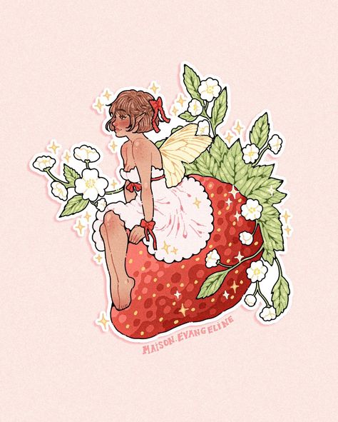 Strawberry Fairy, Portfolio Inspiration, Art Portfolio, Drawing Techniques, Drawing Ideas, Art Style, Cute Art, Character Art, Character Design