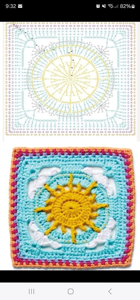 Sunshine Granny Square, Keychain Crochet, Crochet Keychain, Granny Square, Crochet Scarf, Sun, Square, Crochet, Pattern