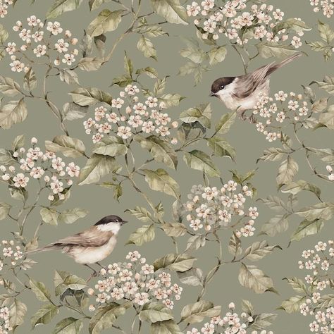 DEKORNIK - Etsy Green Spring Wallpaper, Frühling Wallpaper, Jungle Wallpaper, Spring Wallpaper, Bird Wallpaper, Green Spring, Room Wallpaper, Boho Vintage, Animal Wallpaper