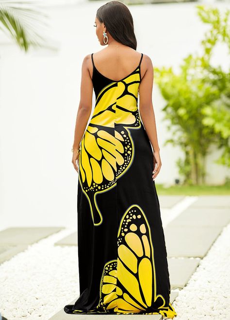 Spaghetti Strap Butterfly Print Maxi Dress | Rotita.com - USD $29.98 Sondra Celli, Dancesport Dresses, Pretty Bikinis, Butterfly Print Dress, Latest Dress For Women, Women Fashion Dress, Animal Print Outfits, Maxi Dresses Fall, Elegant Beauty