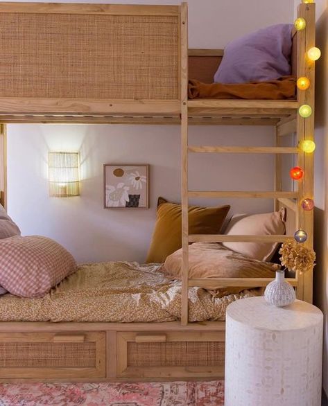 Beach Loft Bed, Rattan Bunk Bed, Boho Kids Room Bunk Bed, Boho Bunk Bed, Boho Bunk Bed Ideas, Boys Bunk Beds, Bunk Beds Ideas, Boys Room Bunk Beds, Kids Room Bunk Beds