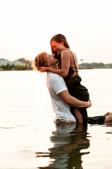 In Water Photoshoot Couples, In The Water Couple Photoshoot, Water Pictures Photography Couples, Romantic Water Photoshoot, Couple Poses In Water, Couple Poses Lake, Engagement Pictures In Water, Couple Shoot In Water, Swimming Engagement Photos