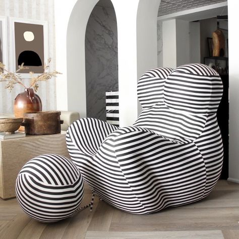 549 Likes, 13 Comments - BETTENCOURT MANOR (@bettencourtmanor) on Instagram: “ALL THE RIGHT STRIPES - Gaetano Pesce inspired chair - $1,999.99” Poltrona Design, Modern Rocking Chair, Classic Armchair, Living Room Recliner, Upholstered Accent Chairs, Lazy Sofa, Lounge Armchair, Round Ottoman, Leisure Chair