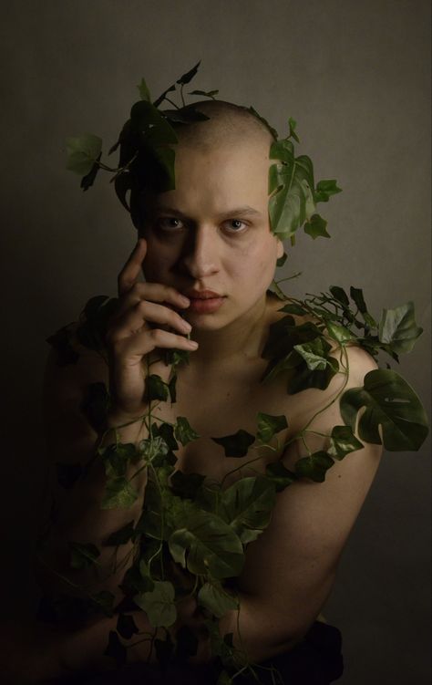 #Portrait #photo #photosession #wielorybek #Leaf #art #fairy #forest Person Wrapped In Vines, Green Portrait, People References, Fairy Forest, Leaf Background, Reference Poses, Male Portrait, Red Outfit, Leaf Art