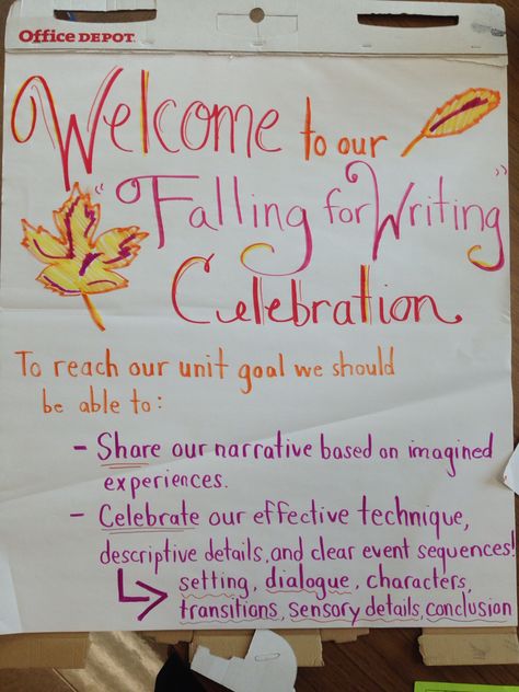 Celebration anchor chart --Writer's Workshop/ Marzano celebrating success Writers Celebration Ideas, Celebrate Success, Third Grade Writing, Celebrating Success, Sensory Details, Learning Targets, Writer's Workshop, Celebration Ideas, Success Criteria