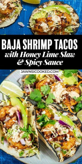 Honey Lime Slaw, Slaw For Shrimp Tacos, Baja Shrimp, Baja Shrimp Tacos, Slaw For Fish Tacos, Lime Slaw, Spicy Shrimp Tacos, Shrimp Taco Recipes, Dinner Party Dishes