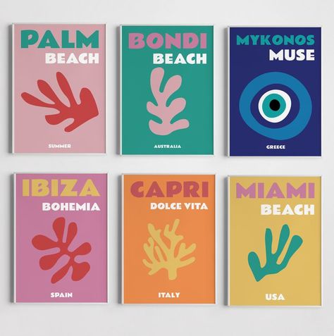 Mykonos Print, School Book Covers, Travel Printables, Pink Room Decor, Colorful Poster, Travel Painting, Poster Travel, Beach Posters, School Room