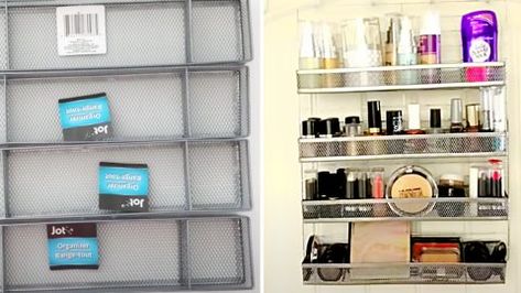 Dollar Tree DIY Wall Organizer | DIY Joy Projects and Crafts Ideas Diy Dollar Store Shelf, Dollar Tree Storage, Dollar Tree Diy Organization, Dollar Diy, Dollar Tree Organization, Diy Bling, Dollar Store Diy Organization, Dollar Tree Hacks, Dollar Store Diy Projects