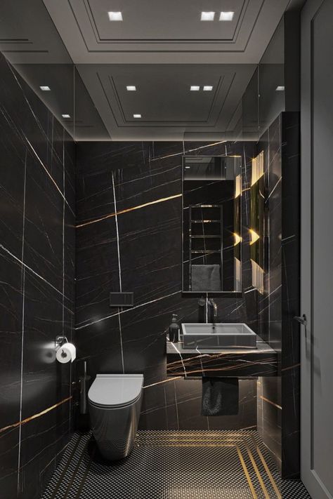 click on the image  learn more about interior design tips and interior design inspirations Drømme Bad, Black Marble Bathroom, Marble Bathroom Designs, Gold Bathroom Decor, Modern Luxury Bathroom, Washroom Decor, Washroom Design, Bathroom Design Inspiration, Bathroom Design Decor