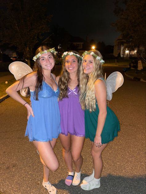 Fairy Spirit Week, Fairy's Halloween Costumes, Fairy Costume Teen Girl, Group Fairy Halloween Costumes, Halloween Costumes Girl Trio, Cute Fairy Halloween Costumes, Fairy Halloween Costumes For Teens, Hot Fairy Costume, Fairy Group Costume