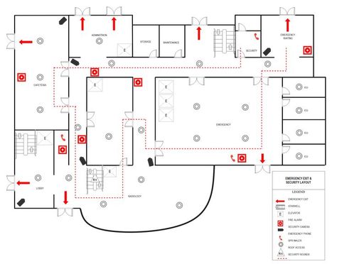 Emergency Exit Plan | EdrawMax Free Editable Template Fire Escape Plan, Emergency Evacuation Plan, Evacuation Plan, Modern Floor Plans, Architecture Presentation Board, Interior Design Drawings, Escape Plan, Architecture Design Sketch, Architecture Collage