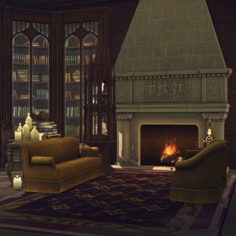 GOTHIC REVIVAL Interior :) | Felixandre on Patreon Sims 4 Gothic Cc Furniture Patreon, Sims 4 Gothic Interior, Sims 4 Gothic Cc Furniture, Sims 4 Gothic House, Sims 4 Bookshelf, Sims 4 Bookshelf Cc, Sims 4 Fireplace Cc, Gothic House Interior, Southern Gothic House