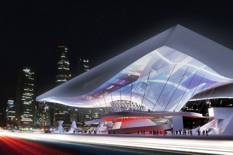 Cinema Center in Busan, South Korea / Coop Himmelb(l)au | ArchDaily Coop Himmelblau, Cinema Center, Shopping Mall Design, Outdoor Cinema, Outdoor Theater, Mall Design, Global City, Zaha Hadid Architects, Performing Arts Center