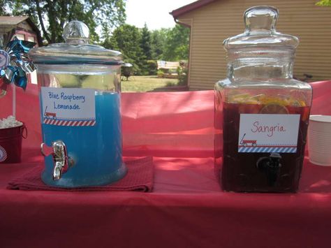 little red wagon Birthday Party Ideas | Photo 8 of 45 Lemonade Sangria, Blue Raspberry Lemonade, Red Wagon, Raspberry Lemonade, Catch My Party, Birthday Party Ideas, Ideas Photo, Sangria, 1st Birthday Parties