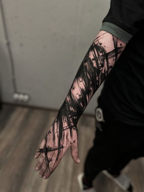 21 Tattoo, Black Sleeve Tattoo, Finger Tats, Knuckle Tattoos, Blackout Tattoo, Full Arm Tattoos, Japan Tattoo Design, Biomechanical Tattoo, Trash Polka Tattoo