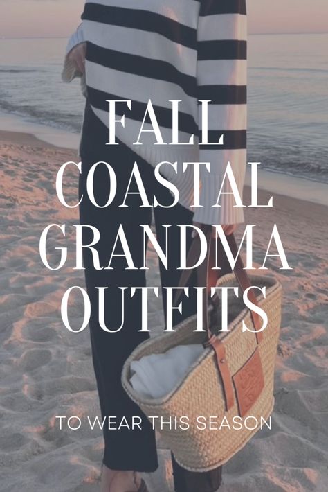 Fall Coastal Grandmother Outfits Cute Fall Beach Outfits, Florida November Outfits, Fall Coastal Grandmother, Grandma Style Outfits, Cold Beach Outfit, Coastal Grandmother Outfits, Nantucket Style Clothing, Fall Vacation Outfits, Fall Beach Outfits