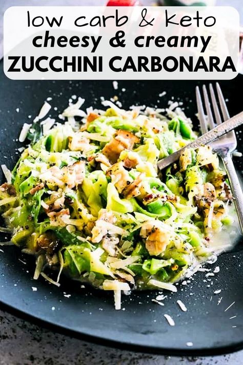 Zucchini Carbonara Recipe, Grilled Zucchini Carbonara, Zucchini Noodle Recipes Keto, Keto Creamy Tuscan Zucchini Noodles With Sausage, Keto Shrimp And Zucchini Recipes, Shrimp Carbonara, Recipe With Zucchini, Zucchini Carbonara, Pancetta Recipes