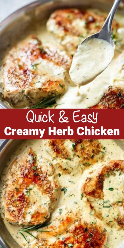 Creamy Herb Chicken, Herb Chicken Recipes, Favorite Recipes Chicken, Herb Chicken, Quick Chicken, Cook Chicken Breast, Chicken Dishes Recipes, Budget Meals, Chicken Dinner Recipes