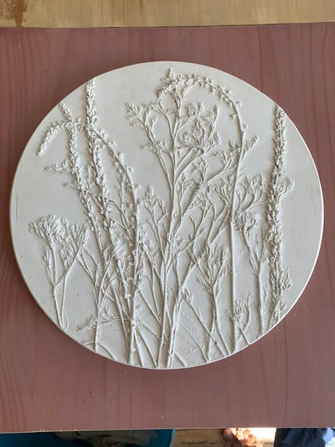 Wildflower impressions into clay and cast with plaster of paris, finished in homemade stain and sanded pine Paris Crafts, Diy Plaster, Plaster Crafts, Plaster Wall Art, Plaster Of Paris, Decorative Plaster, Clay Wall Art, Floral Tiles, Scandinavian Wall Art