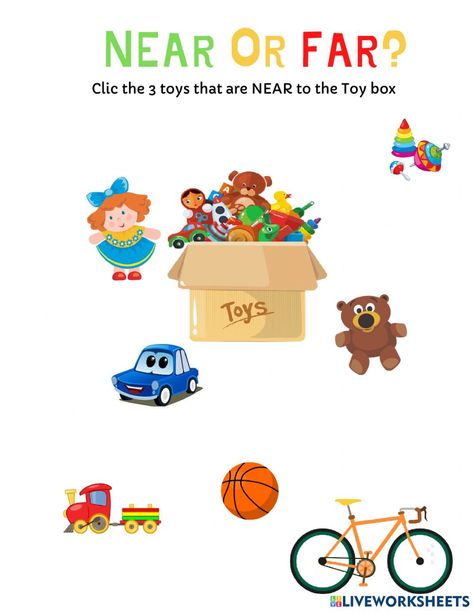 Far And Near Worksheet, Near Far Worksheet For Kindergarten, Near And Far Worksheet, Math Counting Worksheets, Nursery Worksheets, Regular And Irregular Verbs, Simple Past Tense, Counting Worksheets, Math Counting