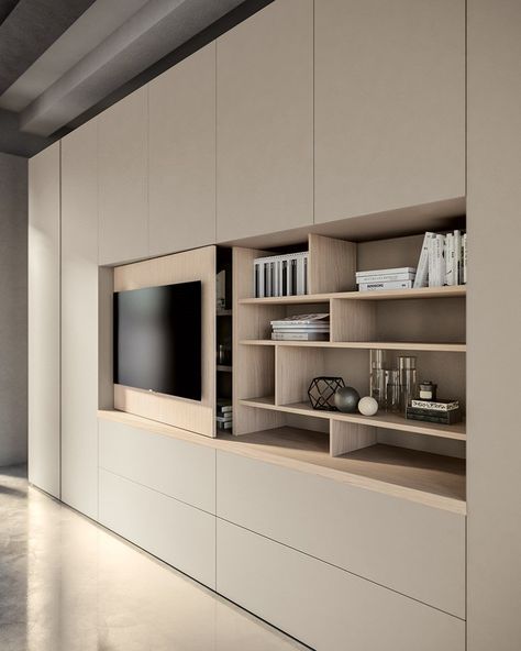 Wardrobe with TV cabinet Wardrobe with built-in TV by TUMIDEI_2 Built In Tv Units In Living Room Modern, Closet Con Tv, Built In Tv Cabinet, Built In Tv Wall Unit, Wardrobe Tv, Bedroom Tv Wall, Bedroom Built In Wardrobe, Tv Built In, Tv Cabinet Design