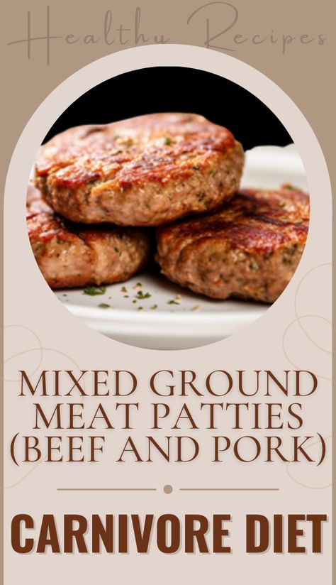 Try this delicious Mixed Ground Meat Patties (Beef and Pork) recipe. For more recipes follow my page. #carnivorediet #carnivore #healthyrecipes #upgradedhealth #recipes Carnivore Ground Pork Recipes, Ground Beef And Pork Blend Recipes, Mixture Recipe, Meat Patties, Metabolism Foods, Ground Pork Recipes, Beef And Pork, Serving Ideas, Cream Of Broccoli Soup