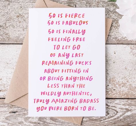 Sister 50th Birthday Card Daughter 50th Friend 50th Aunt - Etsy UK Women Turning 50 Quotes, 50th Female Birthday Ideas, 50th Birthday Messages Turning 50, 50th Birthday Card For Women, 50 Birthday Wishes Turning 50 Women, 50th Birthday Greetings Women, 50th Birthday Sayings For Women, 50th Birthday Wishes For Women, 50th Birthday Messages For Women