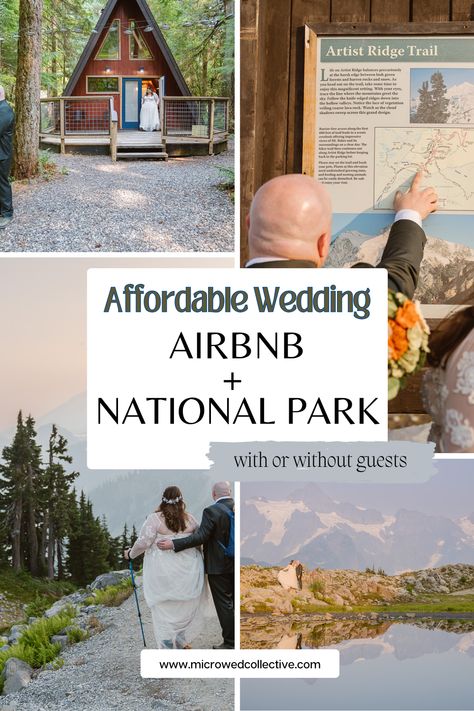 Looking for ideas for how to have an affordable wedding that is still amazing? Steal our Airbnb + National Park Wedding blueprint to learn how to pull off a wedding in a national park, without or without guests. Having a wedding in a National Park is affordable, plus you get the amazing landscape as your backdrop. Check out how it can be done!  #nationalparkwedding #airbnbwedding #affordablewedding Getting Married In A National Park, Wedding At National Park, Shenandoah National Park Wedding, Olympic National Park Wedding, Acadia National Park Fall, Park Wedding Ideas, Wedding Airbnb, Washington Wedding Venues, Mount Baker