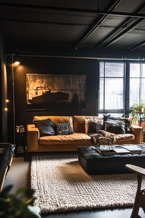 masculine_cozy_living_room (30) Man Living Room Ideas, Mens Living Room Ideas Bachelor Pads, Masculine Living Room Bachelor Pads, Male Interior Design, Masculine Decor Living Room, Living Room Masculine, Mens Living Room Ideas, Masculine Decor Apartment, Mens Living Room