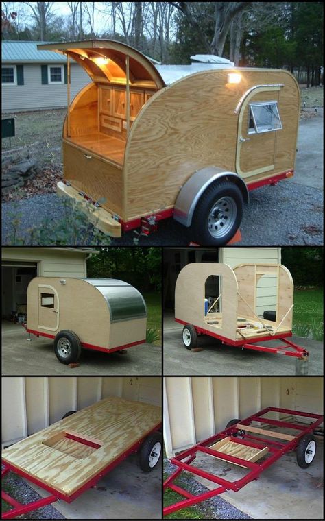 Teardrop Trailer Interior, Earthbag Building, Kombi Trailer, Diy Teardrop Trailer, Teardrop Trailer Plans, Building A Teardrop Trailer, Teardrop Camper Plans, Homemade Camper, Teardrop Camping