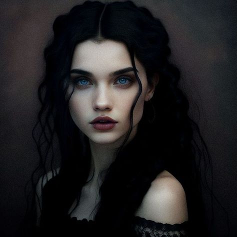 Hair Pale Skin, Black Hair Blue Eyes, Female Vampire, Vampire Girls, Female Character Inspiration, Character Wallpaper, Female Character Design, Character Portraits, Fantasy Books