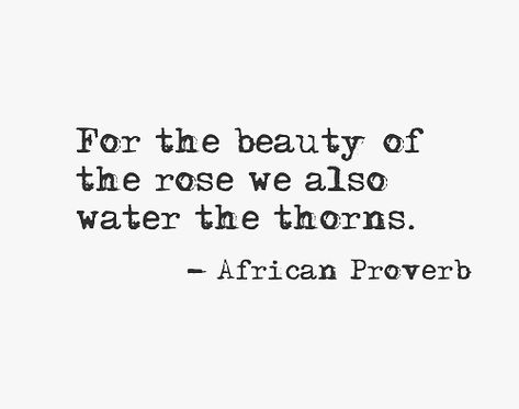 For the beauty of the rose we also water the thorns... #African #proverb African Quotes, Rose Quotes, African Proverb, Poetry Quotes, The Rose, Note To Self, Thought Provoking, Beautiful Words, Inspire Me