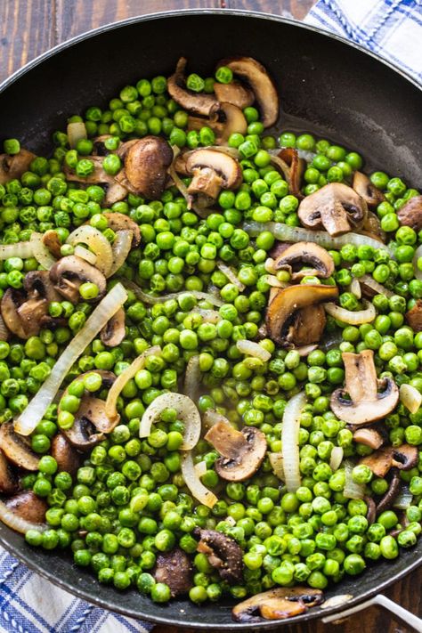 Buttered Peas and Mushrooms Mushrooms And Peas Side Dish, Peas Mushrooms Recipe, Green Pea Side Dish, Mushroom And Peas Recipes, Peas And Mushrooms Side Dishes, English Peas Recipe Side Dishes, Garden Peas Recipes, Green Peas Recipes Side Dishes, Pea Side Dish Recipes