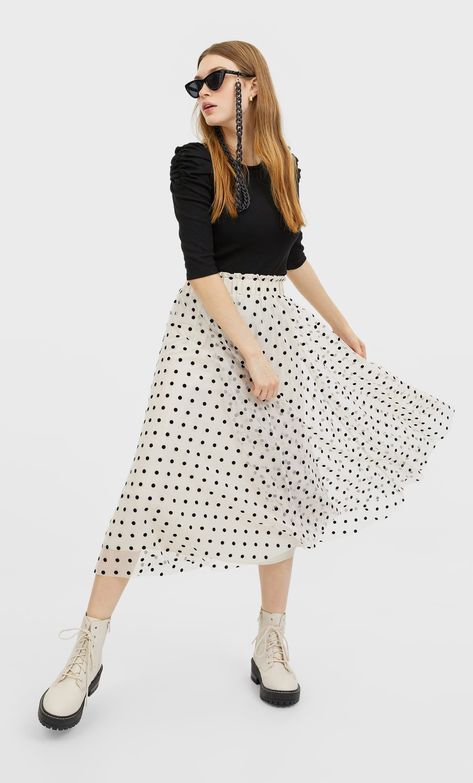 Polka Dot Midi Skirt Outfit, Polka Dot Skirt Outfit, Dot Skirt Outfit, Conference Outfit, Polka Dot Midi Skirt, Midi Skirt Outfit, Party Skirt, Polka Dot Skirt, Dot Skirt