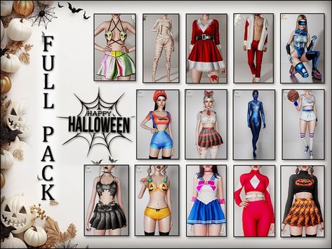 HALLOWEEN FULL PACK 2023 | Patreon Sims Halloween Costume, The Sims 4 Pack, Kiss Costume, Starting Fresh, Halloween Party Outfits, Sims 4 Game Mods, Free Sims, Sims 4 Dresses, Sims 4 Characters