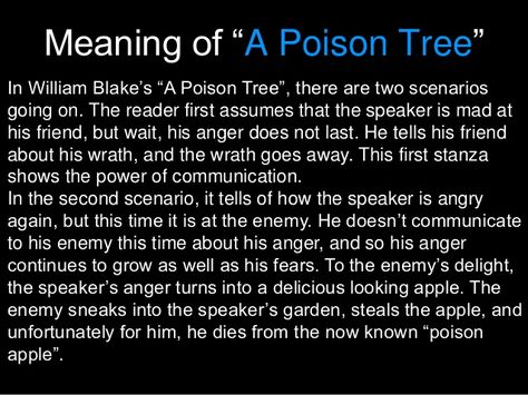 English Form 4 Poem - A Poison Tree (Quick Revision Notes & Questions/Exercises) Poison Tree Poem, A Poison Tree, Tree Meanings, Bottles Decoration Wedding, Tree Tattoo Meaning, English Literature Notes, Tree Poem, Poison Tree, Great Poems