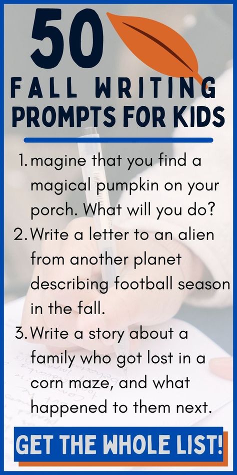 These free fall writing prompts are perfect for kids in kindergarten, first grade, 2nd grade, 3rd grade, and beyond. Use these fun story starter ideas for homeschool or extra autumn practice for your elementary aged student. Go beyond "My favorite thing about fall" or "What I love about fall" to find creative ideas to use for the first day of fall and beyond. Get the free printable list here! Story Starter Ideas, First Grade Writing Prompts, 5th Grade Writing Prompts, Fall Writing Prompts, Fall Writing Activities, Thanksgiving Writing Prompts, Starter Ideas, Creative Writing Stories, Writing A Persuasive Essay