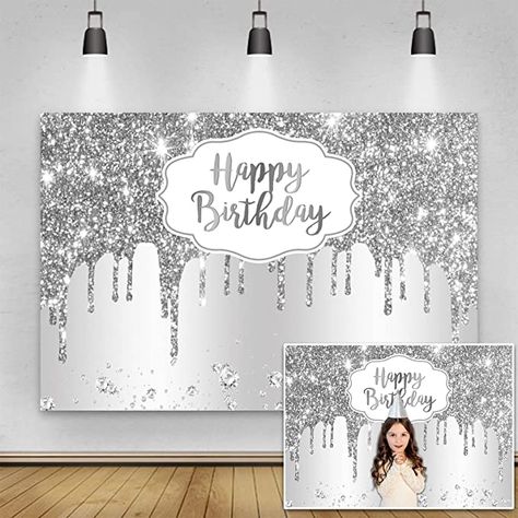 Amazon.com: Yeele 10x8ft Silver Glitter Happy Birthday Backdrop Glitter Diamonds Silver Background Girls Boys 16th 18th Theme Birthday Party Supplies Decorations Cake Table Banner Vinyl Studio Booth Props : Clothing, Shoes & Jewelry Platinum Birthday Theme, Diamond Birthday Theme Party Ideas, Diamond Birthday Theme, 18th Birthday Ideas For Girls, 75th Birthday Decorations, Studio Booth, Table Banner, 17 Birthday, Happy Birthday Backdrop