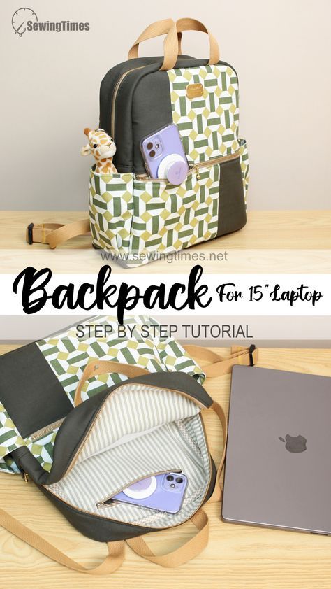 Ultimate DIY Backpack👍 Front & Side Pockets, Perfect for a 15'' Laptop! Sewing Workspace, Backpack Sewing Pattern, Diy Backpack Pattern, Diy Pouch No Zipper, Bag From Old Jeans, Diy Handmade Bags, Diy Coin Purse, Diy Pouch, Backpack Pattern Sewing