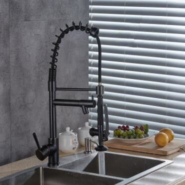 Pull Down Kitchen Tap Rotatable Black Bronze Brass SPRING Kitchen Sink Tap Waterfall Taps, Spring Kitchen, Kitchen Sink Taps, Kitchen Pulls, Low Water Pressure, Sink Taps, Kitchen Taps, Water Pressure, Black And Brass