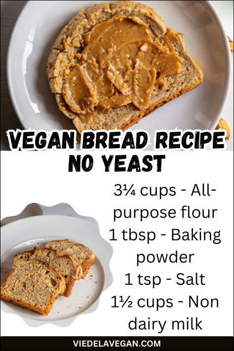 Vegan Bread Recipe with No Yeast Yeast Free Vegan Bread, Vegan No Yeast Bread, Simple Bread Recipe No Yeast, Vegan Quick Breads, Daniel Fast Bread, Easiest Bread Recipe No Yeast, Easy Vegan Bread, Yeast Allergy, Haitian Dishes