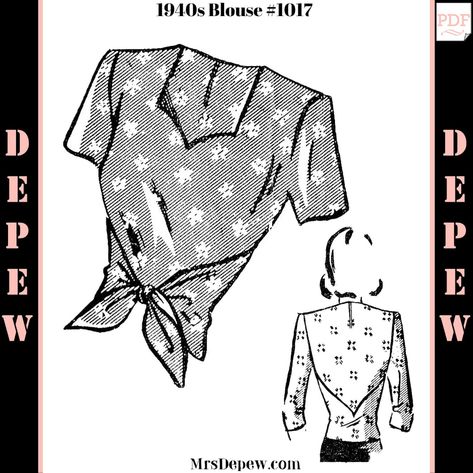 Vintage Sewing Pattern 1940s Blouse 32 34 36 38 40 42 44 | Etsy 1940s Blouse, Dark Skirts, Halter Blouse, Draped Blouse, Paper Sewing Patterns, Leftover Fabric, Couture Vintage, Tie Front Blouse, Wrap Blouse