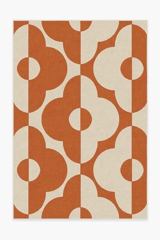 Orange & Yellow Rugs | Area Rugs | Ruggable Sage Green Rug, 70s Flowers, Kid Friendly Rugs, Coral Rug, Washable Runner Rug, Ruggable Rug, Retro Rugs, Flat Woven Rug, Rug Colors