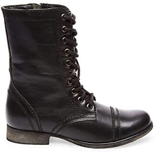 Amazon.co.uk: steve madden boots women Black Army Boots, Steve Madden Troopa Boots, Black Military Boots, Short Heel Boots, Low Heel Booties, Black Heels Low, Short Black Boots, Low Heel Ankle Boots, Womens Black Booties