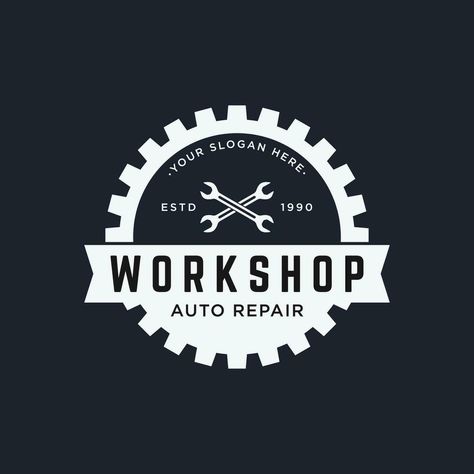 Crossed wrench logo template design with vintage gear.Logo for workshop, badge, industry,service or repair and mechanic. Mechanic Logo, Mechanics Logo, Gear Logo, Logo Banners, Cityscape Photos, Heart With Arrow, Logo Ideas, Background Banner, Text Effects