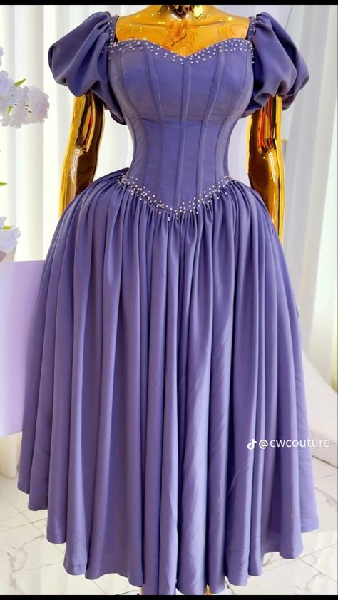 Ladies Dress Design Classy, White Dress Styles For Church, Plain Material Gown Styles, Classy Wedding Guest Dresses, Corporate Gowns, Purple Gown, Modest Dresses Fashion, Classy Gowns, Corporate Dress