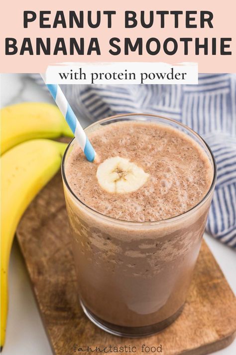 You'll love this easy dairy free smoothie with banana! It's a creamy chocolate peanut butter smoothie with protein powder that will keep you full and satisfied. A healthy high protein breakfast smoothie or snack! Peanut Butter Protein Powder Shake, Chocolate Yogurt Smoothie, Chocolate Protein Powder Smoothie, Smoothie With Protein Powder, Pb2 Smoothie, Smoothie With Protein, High Protein Breakfast Smoothies, Protein Powder Smoothie Recipes, Chocolate Peanut Butter Banana Smoothie