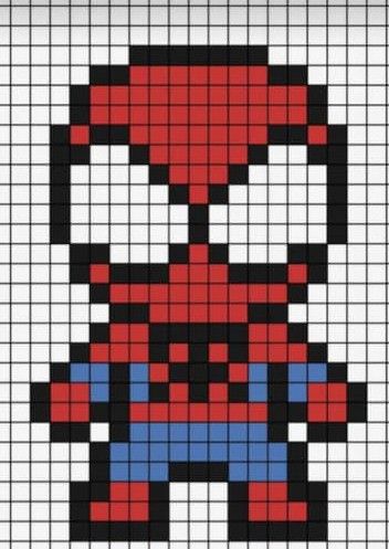 Crochet Images, Spiderman Pixel Art, Diy Crafts Bookmarks, Pixel Drawing, Diy Perler Bead Crafts, Diy Perler Beads, Mini Cross Stitch, Crochet For Boys, Pixel Art Pattern