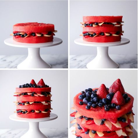 Watermelon Cake Birthday, Pet Cake, Cool Whip Frosting, Fresh Fruit Cake, Coconut Pudding, Watermelon Cake, Cake Printing, Pretty Dessert, Fresh Watermelon