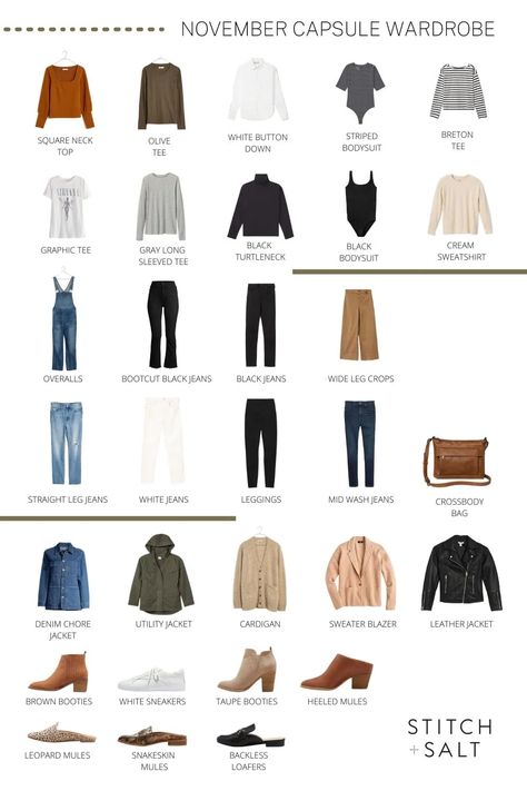 November Capsule Wardrobe ~ Stitch & Salt September Capsule Wardrobe, Minimalist Wardrobe Women, Minimalist Wardrobe Capsule, Minimalist Wardrobe Essentials, Capsule Wardrobe Minimalist, My September, Fall Capsule Wardrobe, Neutral Fashion, Wardrobe Style